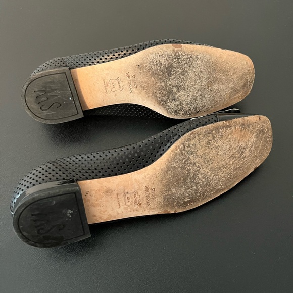 Stuart Weitzman Black  Patent Leather Low Heels Flat Mesh Silver  Buckle Size 5 - Picture 8 of 10